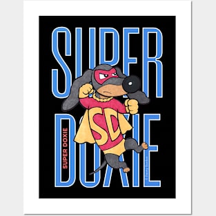 Cute Super Hero Dachshund Dog Gold Cape Posters and Art